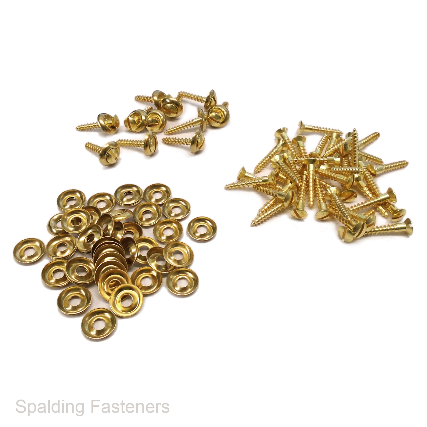 Solid Brass Raised Slotted Screws & Finishing Cup Washers No4 No6 No8